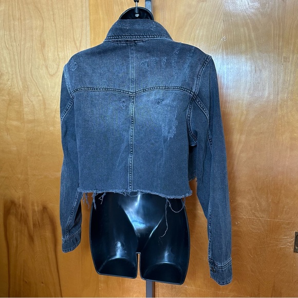 Free People Black Washed Cropped Denim Jacket - Picture 3 of 7